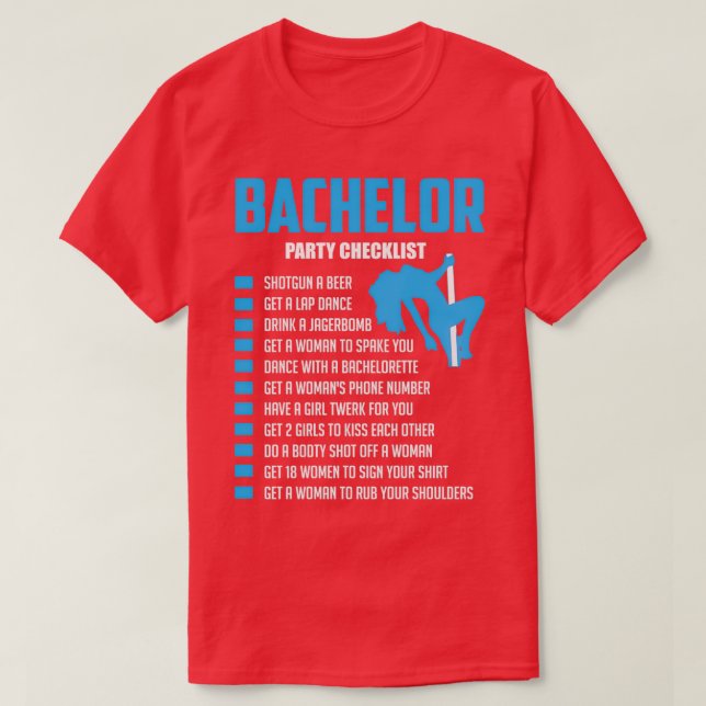 Camiseta Lista de Verificação da Despedida de Solteiro Noiv (Frente do Design)
