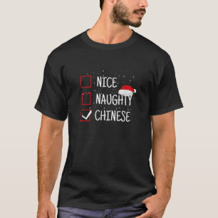 Camiseta Lista de verificação de Natal chinês Nice Naughty