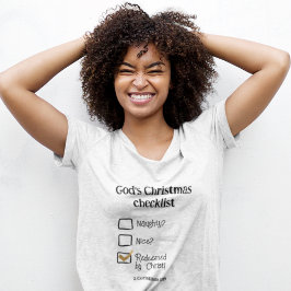 CAMISETA LISTA DE VERIFICAÇÃO DE NATAL DE DEUS