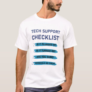 Camiseta Lista de verificação de suporte técnico