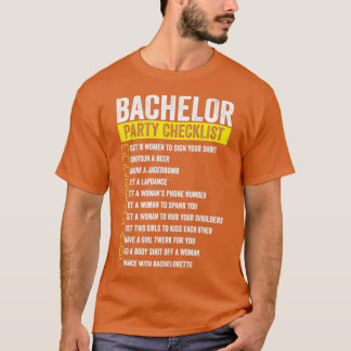Camiseta lista de verificação do solteiro