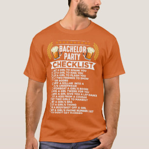 Camiseta Lista de Verificação para Despedida de Solteiro ca