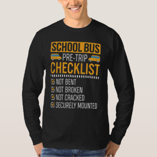 Camiseta Lista de Verificação Pré-Viagem do Ônibus Escolar