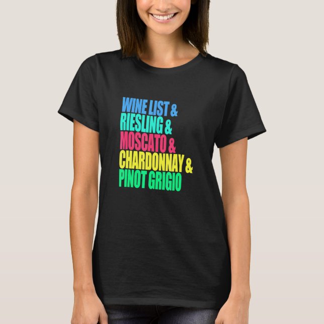Camiseta Lista De Vinhos De Vino Chardonnay Moscato (Frente)