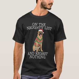 Camiseta Lista Travessa Natal Divertido Cão Pastor Anatólia