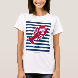 Camiseta Listra branca azul do monograma vermelho náutico