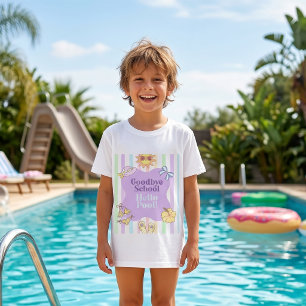 Camiseta Listrada Adeus Escola Olá Piscina