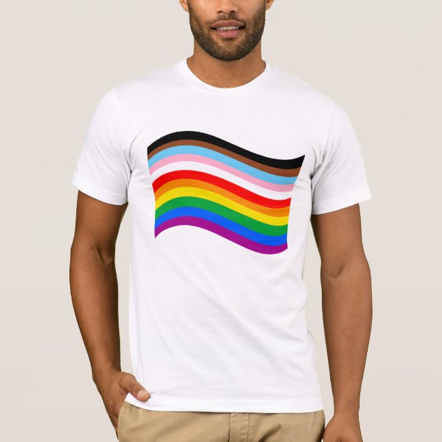 Camiseta Listrada com Progresso Ondulado Orgulho (Frente)