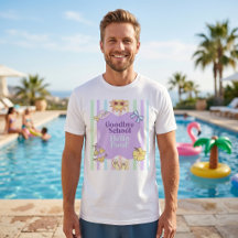 Camiseta Listrada Tchau Escola Olá Piscina