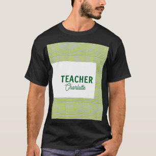 Camiseta Listras brancas verdes limão nome professor profes