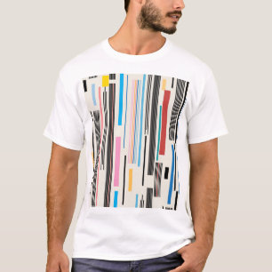 Camiseta Listras Coloridas: Combinação de Padrões Gráficos