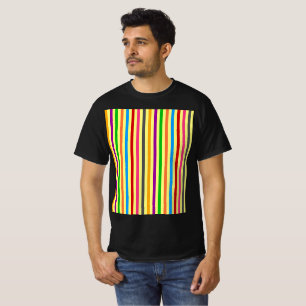 Camiseta Listras Coloridas Sobre Design de Padrão Amarelo