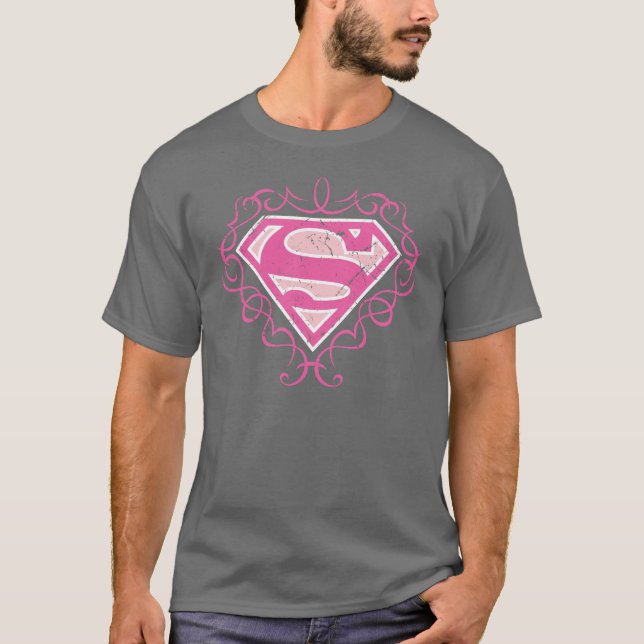 Camiseta Listras cor-de-rosa de Supergirl (Frente)