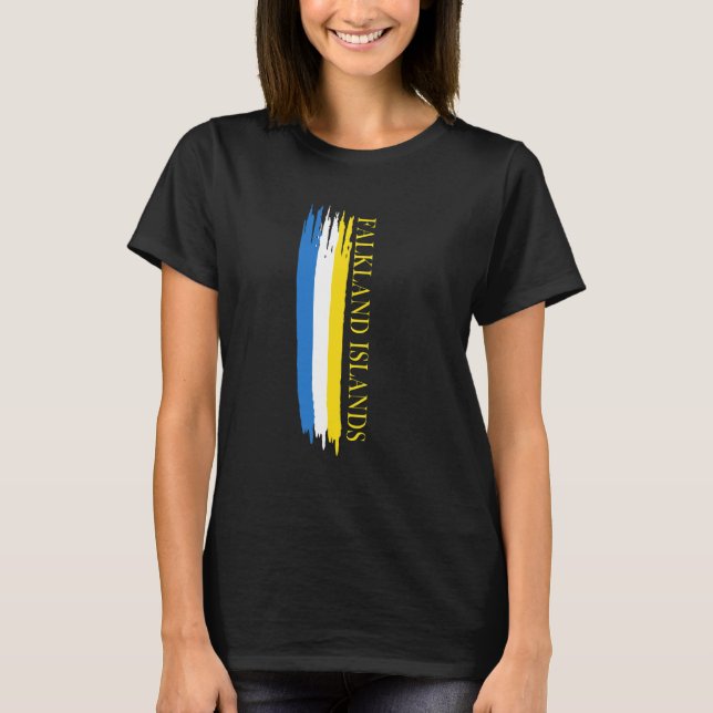 Camiseta Listras de Cor da Bandeira das Ilhas Falkland (Frente)