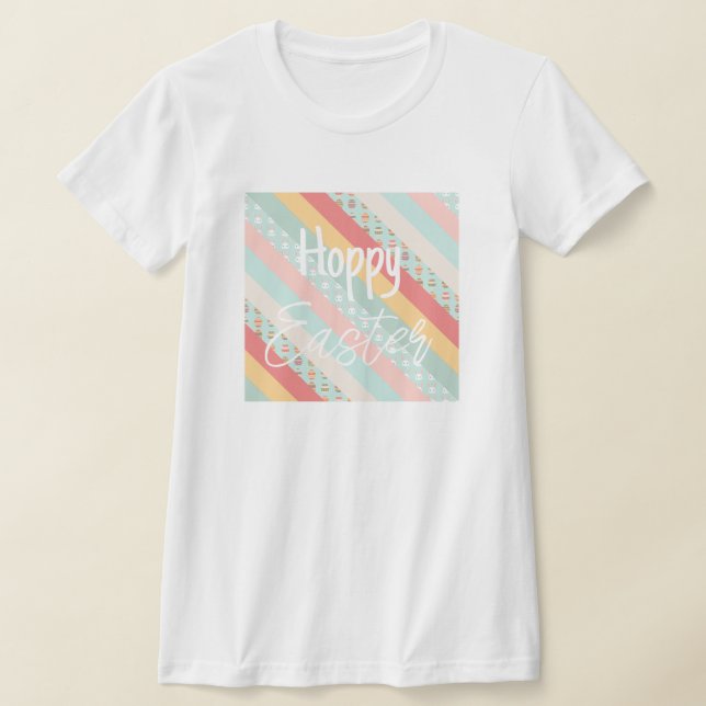 Camiseta Listras de Páscoa em Coelhinhos e Ovos (Postura )