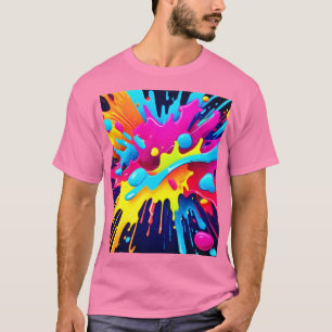 Camiseta Listras de Pintura Fluorescentes Dinâmicas