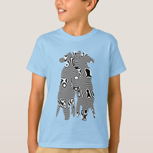Camiseta Listras de Zebra Amorosas Design Retro OpArt Vinta