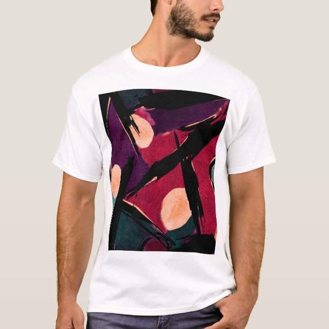 Camiseta Listras do arco-íris: Textura acrílica Abstrato (Frente)