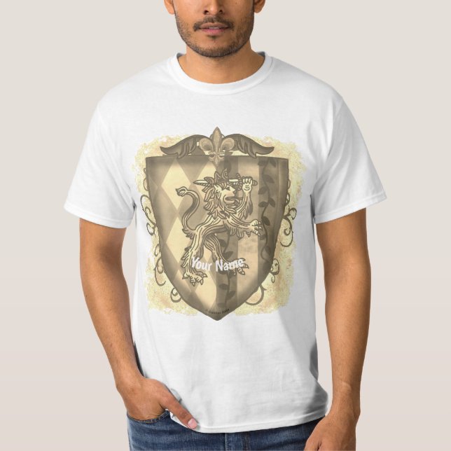 Camiseta Listras do Escudo do Brasão do Leão sobrenome (Frente)