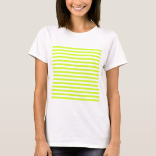 Camiseta Listras finas - brancas e amarelo fluorescente
