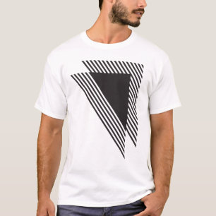 Camiseta Listras Geométricas Diagonais em Preto