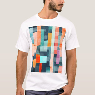 Camiseta Listras geométricas multicolores, padrão de tendên
