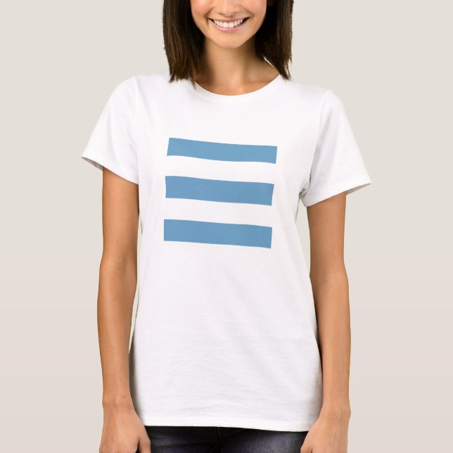Camiseta Listras largas, azuis e brancas, desbotadas (Frente)