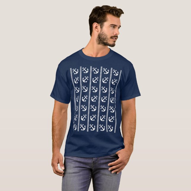 Camiseta Listras náuticas com âncoras (Frente Completa)