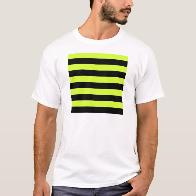 Camiseta Listras - pretas e amarelo fluorescente (Frente)