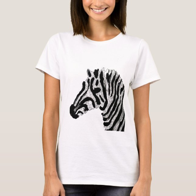 Camiseta Listras preto e branco do impressão da zebra (Frente)