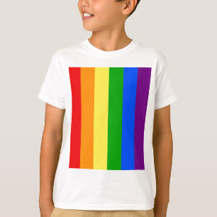 CAMISETA "LISTRAS VERTICAIS DO ARCO-ÍRIS "
