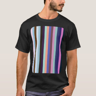 Camiseta Listras Verticais Multicoloridas em Tons de Azul A
