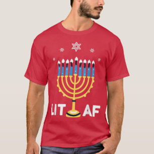 Camiseta Lit Af Jewish Challah Menorah Hanukkah Funny Jewis