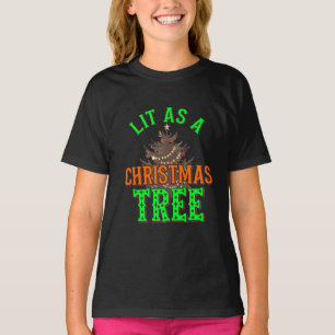 Camiseta Lit Como Design De Arte Digital De Árvore De Natal