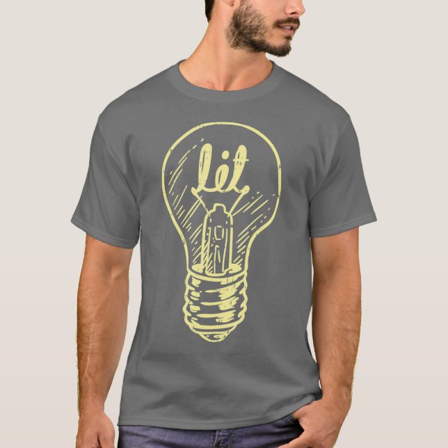 Camiseta Lit Light Bulb Mestre Elétrico Lineman (Frente)
