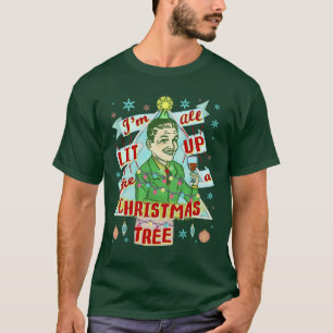 Camiseta Lit retro do homem do humor do bebendo do Natal