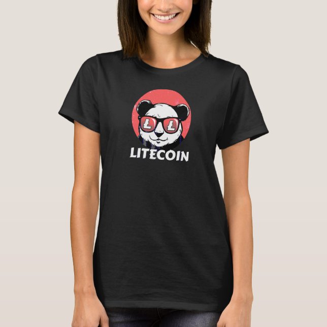 Camiseta Litecoin Ltc Cute Crypto Panda Sun Óculos Retro (Frente)