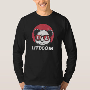 Camiseta Litecoin Ltc Cute Crypto Panda Sun Óculos Retro