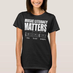 Camiseta Literacia Musical Eu Gosto De Comer Cachorros 14