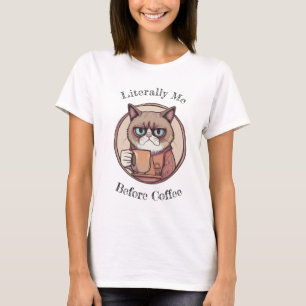 Camiseta Literalmente, sou eu antes do café, um gato gruman