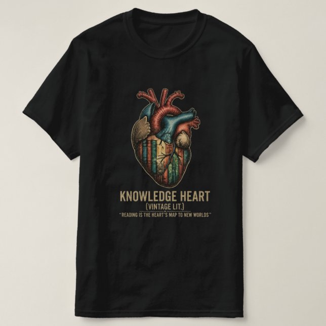 Camiseta Literária Vintage Knowledge Heart | Anato (Frente do Design)