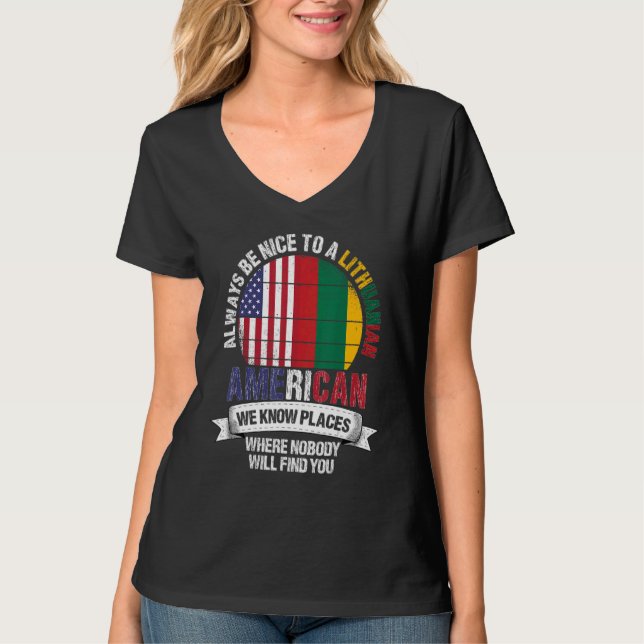 Camiseta Lithuanian American We know Places where Lithuania (Frente)