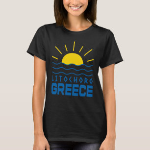 Camiseta Litocoro Grécia Sol e Ondas Marítimas Mulheres