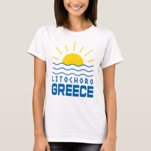 Camiseta Litocoro Grécia Sol e Ondas Marítimas Mulheres