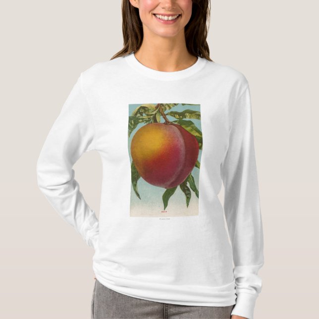 Camiseta Litografia de Chromo da fruta de PeachFruitState (Frente)