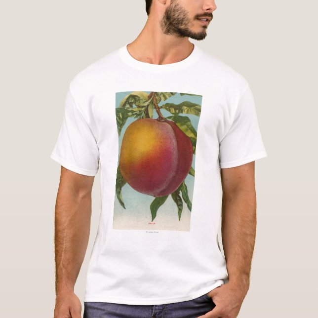 Camiseta Litografia de Chromo da fruta de PeachFruitState (Frente)