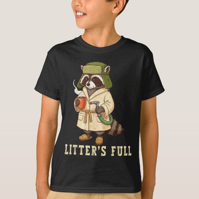Camiseta Litter’s Full Funny Raccoon Christmas Mpy Raccoon  (Frente)