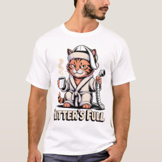 Camiseta Litter's Full Grumpy Cat Robe Humor Feline Life
