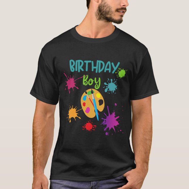 Camiseta Little Artist Paint Splatter Birthday (Frente)