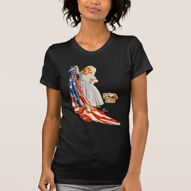 Camiseta Little Betsy Ross e a bandeira americana (Frente)